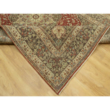 Load image into Gallery viewer, 6&#39;2&quot;x9&#39;1&quot; Caliente Red With Sturdy Brown Border, Hand Knotted, Antiqued Tabriz 100% Wool Haji Jalili Design, Vegetable Dyes Soft Pile, Denser Weave, Oriental Rug FWR543780