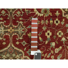 Load image into Gallery viewer, 6&#39;2&quot;x9&#39;1&quot; Caliente Red With Sturdy Brown Border, Hand Knotted, Antiqued Tabriz 100% Wool Haji Jalili Design, Vegetable Dyes Soft Pile, Denser Weave, Oriental Rug FWR543780