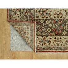 Load image into Gallery viewer, 9&#39;2&quot;x12&#39;1&quot; Arroyo Red, Pier Brown Corners, Soft Pure Wool Pile, Antiqued Tabriz  Haji Jalili Design, Natural Dyes Hand Knotted Densely Woven, Oriental Rug FWR543804
