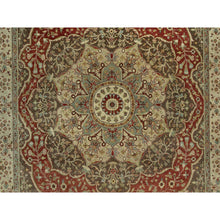 Load image into Gallery viewer, 9&#39;2&quot;x12&#39;1&quot; Arroyo Red, Pier Brown Corners, Soft Pure Wool Pile, Antiqued Tabriz  Haji Jalili Design, Natural Dyes Hand Knotted Densely Woven, Oriental Rug FWR543804