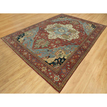 Load image into Gallery viewer, 10&#39;x14&#39; Picante Red, Shiny Wool, Hand Knotted Antiqued Fine Heriz, Re-creation, Soft Pile, Natural Dyes Densely Woven, Oriental Rug FWR543816