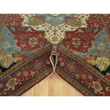 Load image into Gallery viewer, 10&#39;x14&#39; Picante Red, Shiny Wool, Hand Knotted Antiqued Fine Heriz, Re-creation, Soft Pile, Natural Dyes Densely Woven, Oriental Rug FWR543816