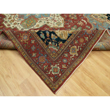 Load image into Gallery viewer, 10&#39;x14&#39; Picante Red, Shiny Wool, Hand Knotted Antiqued Fine Heriz, Re-creation, Soft Pile, Natural Dyes Densely Woven, Oriental Rug FWR543816