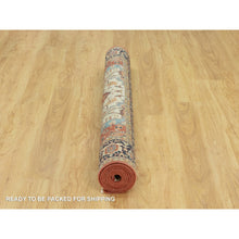 Load image into Gallery viewer, 6&#39;x9&#39;1&quot; Tanager Red With Club Navy Blue, Antiqued Fine Heriz, Re-creation, Hand Knotted All Wool Plush Pile, Densely Woven, Vegetable Dyes, Oriental Rug FWR543858