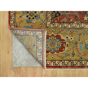 8'10"x12' Sanguine Red, Soft And Vibrant Wool, Densely Woven, Plush Soft Pile, Antiqued Fine Heriz Re-creation All Over Design, Hand Knotted Natural Dyes, Oriental Rug FWR543948