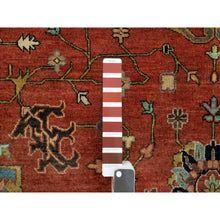 Load image into Gallery viewer, 8&#39;10&quot;x12&#39; Sanguine Red, Soft And Vibrant Wool, Densely Woven, Plush Soft Pile, Antiqued Fine Heriz Re-creation All Over Design, Hand Knotted Natural Dyes, Oriental Rug FWR543948