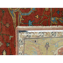 Load image into Gallery viewer, 8&#39;10&quot;x12&#39; Sanguine Red, Soft And Vibrant Wool, Densely Woven, Plush Soft Pile, Antiqued Fine Heriz Re-creation All Over Design, Hand Knotted Natural Dyes, Oriental Rug FWR543948