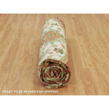 Load image into Gallery viewer, 14&#39;x14&#39; Acadia White And Oxide Red, Antiqued Fine Heriz Re-creation With Center Motif, Soft Wool Pile Denser Weave, Hand Knotted Plush And Lush, Round Pure Wool Oriental Rug FWR543966