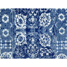 Load image into Gallery viewer, 2&#39;6&quot;x8&#39; Nova Blue, Borderless, Hand Knotted Tabriz, Tone on Tone Wool and Silk, All Over Leaf Design, Oriental, Runner Rug FWR543996