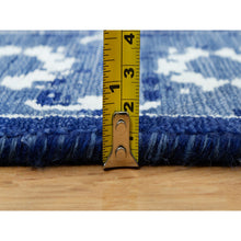 Load image into Gallery viewer, 2&#39;6&quot;x8&#39; Nova Blue, Borderless, Hand Knotted Tabriz, Tone on Tone Wool and Silk, All Over Leaf Design, Oriental, Runner Rug FWR543996
