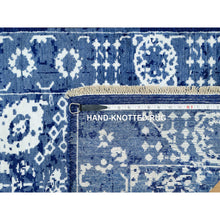 Load image into Gallery viewer, 2&#39;6&quot;x8&#39; Nova Blue, Borderless, Hand Knotted Tabriz, Tone on Tone Wool and Silk, All Over Leaf Design, Oriental, Runner Rug FWR543996