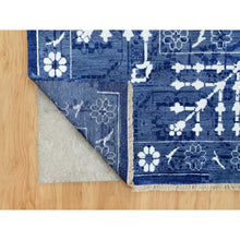 Load image into Gallery viewer, 10&#39;x10&#39; Kensington Blue, Hand Knotted, Tone on Tone, Tabriz with All Over Leaf Motifs, Wool and Silk, Oriental, Square Rug FWR544014