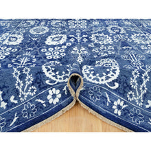 Load image into Gallery viewer, 10&#39;x10&#39; Kensington Blue, Hand Knotted, Tone on Tone, Tabriz with All Over Leaf Motifs, Wool and Silk, Oriental, Square Rug FWR544014