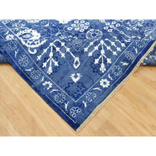 Load image into Gallery viewer, 10&#39;x10&#39; Kensington Blue, Hand Knotted, Tone on Tone, Tabriz with All Over Leaf Motifs, Wool and Silk, Oriental, Square Rug FWR544014