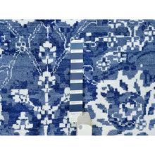 Load image into Gallery viewer, 10&#39;x10&#39; Kensington Blue, Hand Knotted, Tone on Tone, Tabriz with All Over Leaf Motifs, Wool and Silk, Oriental, Square Rug FWR544014