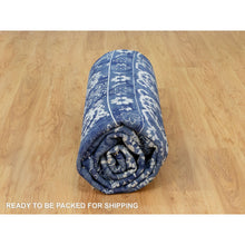Load image into Gallery viewer, 10&#39;x10&#39; Kensington Blue, Hand Knotted, Tone on Tone, Tabriz with All Over Leaf Motifs, Wool and Silk, Oriental, Square Rug FWR544014