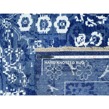 Load image into Gallery viewer, 10&#39;x10&#39; Kensington Blue, Hand Knotted, Tone on Tone, Tabriz with All Over Leaf Motifs, Wool and Silk, Oriental, Square Rug FWR544014