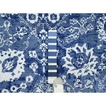 Load image into Gallery viewer, 5&#39;1&quot;x6&#39;10&quot; Revel Blue, Tone on Tone, Hand Knotted Borderless Tabriz All Over Leaf Design, Wool and Silk, Oriental Rug FWR544038