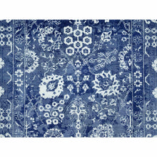 Load image into Gallery viewer, 5&#39;1&quot;x6&#39;10&quot; Revel Blue, Tone on Tone, Hand Knotted Borderless Tabriz All Over Leaf Design, Wool and Silk, Oriental Rug FWR544038