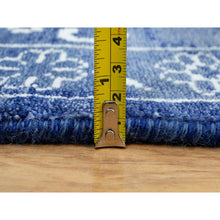 Load image into Gallery viewer, 5&#39;1&quot;x6&#39;10&quot; Revel Blue, Tone on Tone, Hand Knotted Borderless Tabriz All Over Leaf Design, Wool and Silk, Oriental Rug FWR544038