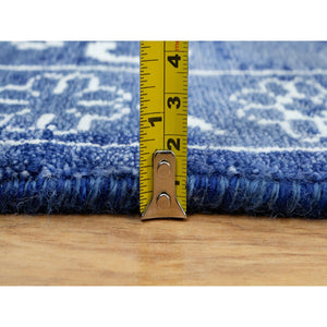5'1"x6'10" Revel Blue, Tone on Tone, Hand Knotted Borderless Tabriz All Over Leaf Design, Wool and Silk, Oriental Rug FWR544038