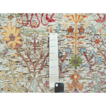 Load image into Gallery viewer, 4&#39;2&quot;x10&#39; Eggnog White, Silk With Textured Wool, Soft And Plush, Hand Knotted, Denser Weave, Directional Vase Design, Wide Runner Oriental Rug FWR544050