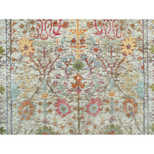 Load image into Gallery viewer, 4&#39;2&quot;x10&#39; Eggnog White, Silk With Textured Wool, Soft And Plush, Hand Knotted, Denser Weave, Directional Vase Design, Wide Runner Oriental Rug FWR544050
