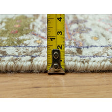 Load image into Gallery viewer, 4&#39;2&quot;x10&#39; Eggnog White, Silk With Textured Wool, Soft And Plush, Hand Knotted, Denser Weave, Directional Vase Design, Wide Runner Oriental Rug FWR544050