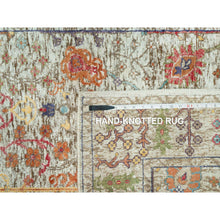 Load image into Gallery viewer, 4&#39;2&quot;x10&#39; Eggnog White, Silk With Textured Wool, Soft And Plush, Hand Knotted, Denser Weave, Directional Vase Design, Wide Runner Oriental Rug FWR544050