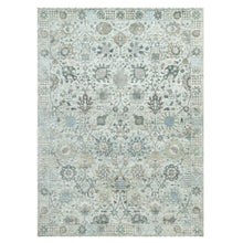 Load image into Gallery viewer, 9&#39;x12&#39;4&quot; Subtle Touch White, Tabriz Vase With Pomegranate Design, Soft Plush and Lush, Denser Weave, Silk With Textured Wool, Hand Knotted, Oriental Rug FWR544056