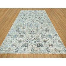 Load image into Gallery viewer, 9&#39;x12&#39;4&quot; Subtle Touch White, Tabriz Vase With Pomegranate Design, Soft Plush and Lush, Denser Weave, Silk With Textured Wool, Hand Knotted, Oriental Rug FWR544056
