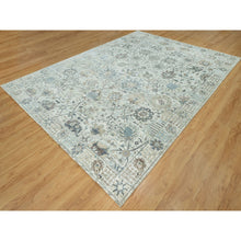 Load image into Gallery viewer, 9&#39;x12&#39;4&quot; Subtle Touch White, Tabriz Vase With Pomegranate Design, Soft Plush and Lush, Denser Weave, Silk With Textured Wool, Hand Knotted, Oriental Rug FWR544056