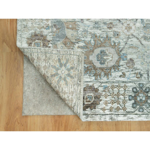 9'x12'4" Subtle Touch White, Tabriz Vase With Pomegranate Design, Soft Plush and Lush, Denser Weave, Silk With Textured Wool, Hand Knotted, Oriental Rug FWR544056