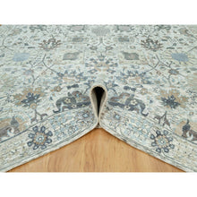 Load image into Gallery viewer, 9&#39;x12&#39;4&quot; Subtle Touch White, Tabriz Vase With Pomegranate Design, Soft Plush and Lush, Denser Weave, Silk With Textured Wool, Hand Knotted, Oriental Rug FWR544056