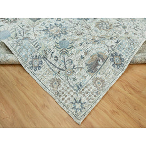 9'x12'4" Subtle Touch White, Tabriz Vase With Pomegranate Design, Soft Plush and Lush, Denser Weave, Silk With Textured Wool, Hand Knotted, Oriental Rug FWR544056