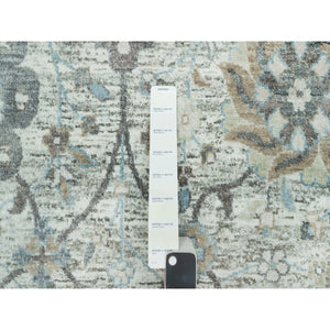 9'x12'4" Subtle Touch White, Tabriz Vase With Pomegranate Design, Soft Plush and Lush, Denser Weave, Silk With Textured Wool, Hand Knotted, Oriental Rug FWR544056
