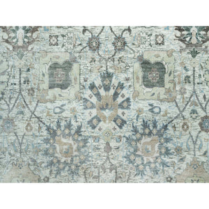 9'x12'4" Subtle Touch White, Tabriz Vase With Pomegranate Design, Soft Plush and Lush, Denser Weave, Silk With Textured Wool, Hand Knotted, Oriental Rug FWR544056