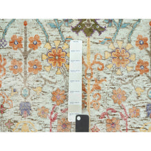Load image into Gallery viewer, 4&#39;1&quot;x12&#39; Jet Stream White, Denser Weave, Hand Knotted Directional Vase Design, Silk With Textured Wool, Soft And Plush, Oriental Wide Runner Rug FWR544068