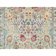 Load image into Gallery viewer, 4&#39;1&quot;x12&#39; Jet Stream White, Denser Weave, Hand Knotted Directional Vase Design, Silk With Textured Wool, Soft And Plush, Oriental Wide Runner Rug FWR544068