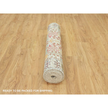 Load image into Gallery viewer, 4&#39;1&quot;x12&#39; Jet Stream White, Denser Weave, Hand Knotted Directional Vase Design, Silk With Textured Wool, Soft And Plush, Oriental Wide Runner Rug FWR544068
