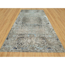 Load image into Gallery viewer, 9&#39;x12&#39; Trafalgar Gray, Hand Knotted Transitional Persian Influence Erased Medallion Design, Silk with Textured Wool, Oriental Rug FWR544074