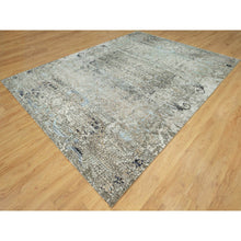 Load image into Gallery viewer, 9&#39;x12&#39; Trafalgar Gray, Hand Knotted Transitional Persian Influence Erased Medallion Design, Silk with Textured Wool, Oriental Rug FWR544074