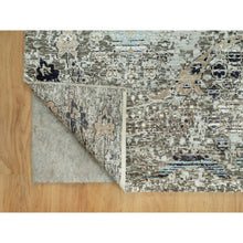 Load image into Gallery viewer, 9&#39;x12&#39; Trafalgar Gray, Hand Knotted Transitional Persian Influence Erased Medallion Design, Silk with Textured Wool, Oriental Rug FWR544074