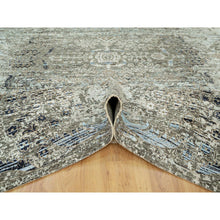 Load image into Gallery viewer, 9&#39;x12&#39; Trafalgar Gray, Hand Knotted Transitional Persian Influence Erased Medallion Design, Silk with Textured Wool, Oriental Rug FWR544074