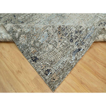Load image into Gallery viewer, 9&#39;x12&#39; Trafalgar Gray, Hand Knotted Transitional Persian Influence Erased Medallion Design, Silk with Textured Wool, Oriental Rug FWR544074