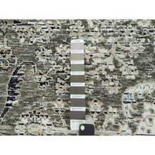 Load image into Gallery viewer, 9&#39;x12&#39; Trafalgar Gray, Hand Knotted Transitional Persian Influence Erased Medallion Design, Silk with Textured Wool, Oriental Rug FWR544074