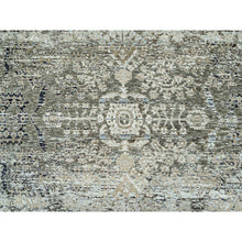 Load image into Gallery viewer, 9&#39;x12&#39; Trafalgar Gray, Hand Knotted Transitional Persian Influence Erased Medallion Design, Silk with Textured Wool, Oriental Rug FWR544074