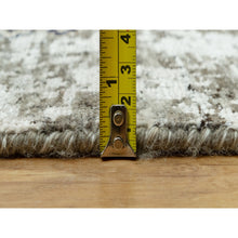 Load image into Gallery viewer, 9&#39;x12&#39; Trafalgar Gray, Hand Knotted Transitional Persian Influence Erased Medallion Design, Silk with Textured Wool, Oriental Rug FWR544074