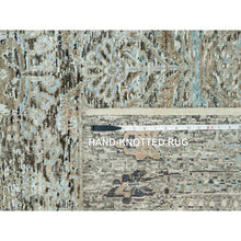 Load image into Gallery viewer, 9&#39;x12&#39; Trafalgar Gray, Hand Knotted Transitional Persian Influence Erased Medallion Design, Silk with Textured Wool, Oriental Rug FWR544074
