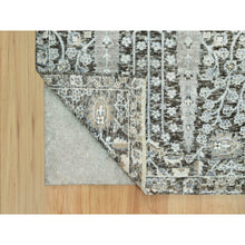 Load image into Gallery viewer, 2&#39;6&quot;x10&#39; Gauntlet Gray, Hand Knotted Silk With Textured Wool, Willow And Cypress Tree Design, Oriental Runner Rug FWR544080